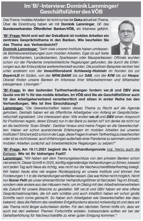 Zeitungsausschnitt Im 'Bi'-Interview: Dominik Lamminger/ Geschäftsführer de VÖB