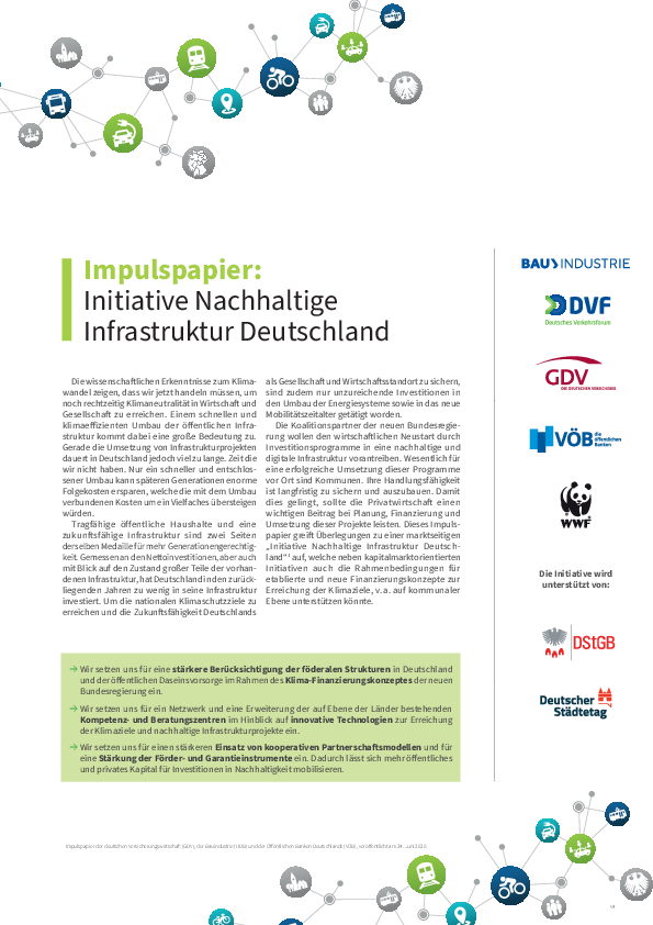 Publikation Impulspapier „Initiative Nachhaltige Infrastruktur Deutschland“ (2021)