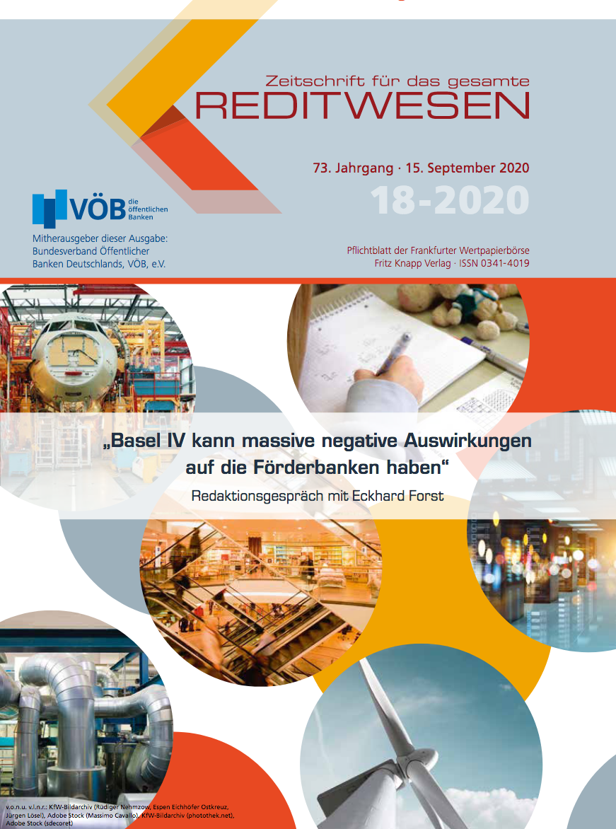 Vergößerung öffnen Titelbild der Zeitschrift für das gesamte REDITWESEN 73. Jahrgang 15. September 2020 18-2020