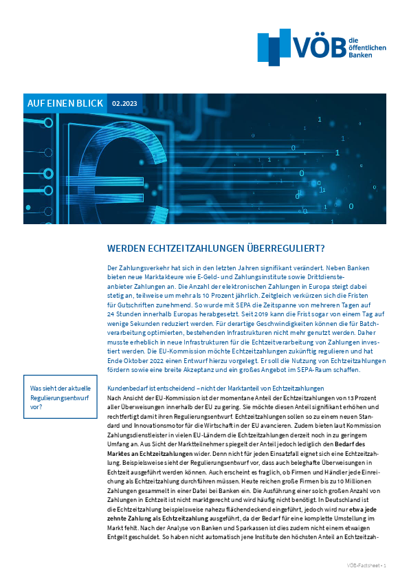 Publikation VÖB auf einen Blick: Echtzeitzahlungen