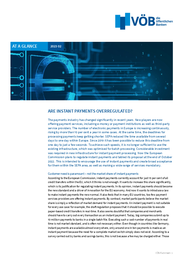 Publikation VÖB at a glance: Instant payments